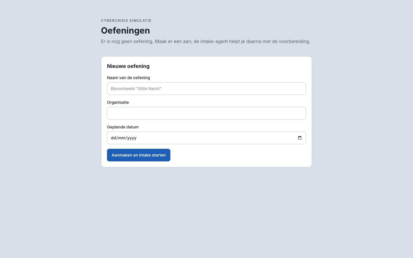 Oefeningen: aanmaken, de intake openen, activeren
